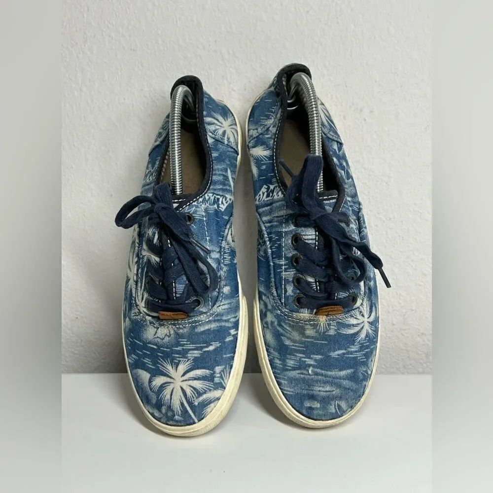Margarita Ville blue Island themed Flat Sneakers Size 8,5